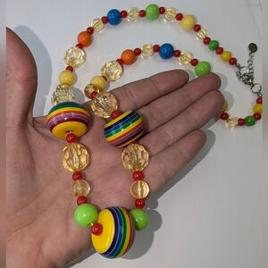 VTG CLAIRE'S CHUNKY RAINBOW BEAD NECKLACE